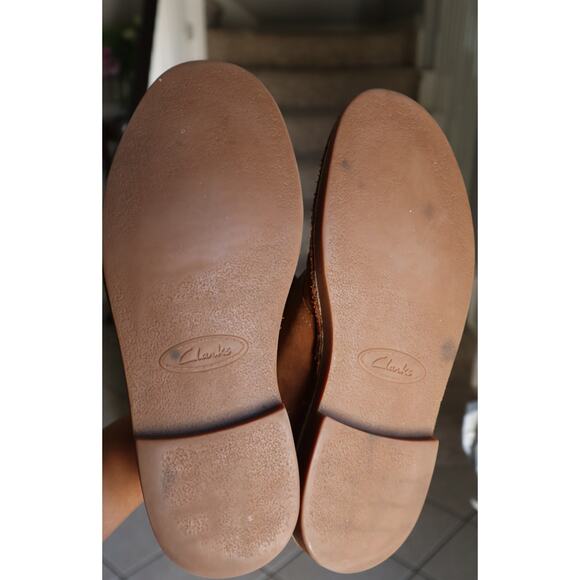 Clarks Brown Leather Chukka Boots Tan Chestnut Lace Up Round Toe Ankle Mens 11.5 - Picture 5 of 6